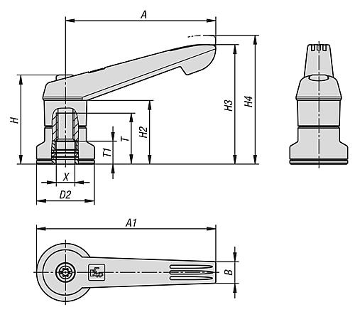 KLEMMHEBEL MIT SPANNKRAFTVERSTÄRKER GR.2, M08, KUNSTSTOFF GRAU RAL7035, KOMP:... Produktbild img2 L