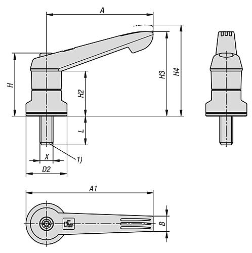 KLEMMHEBEL MIT SPANNKRAFTVERSTÄRKER GR.4 M10X30, KUNSTSTOFF GRÜN RAL6032, KOM... Produktbild img2 L