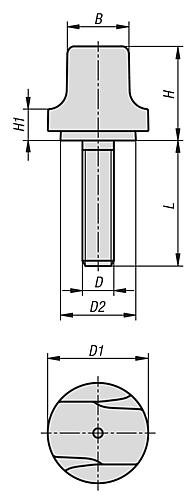 GRIFFSCHRAUBE GR.2 D=M05X25 D1=20 H=18,5, FORM:L THERMOPLAST, SCHWARZ RAL7021... Produktbild img2 L