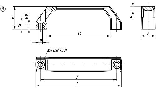 BÜGELGRIFF, FORM:B THERMOPLAST, SCHWARZ RAL7021, A=160, D=6,6 Produktbild img2 L