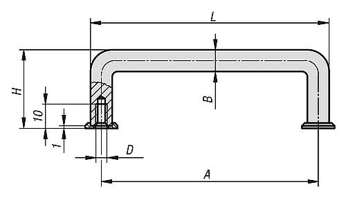 Kipp BÜGELGRIFF RUND A=55, L=65, H=40, ALUMINIUM NATUR MATT UND ELOXIERT, D=M05 Produktbild img2 L
