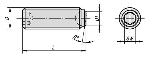 KUGELDRUCKSCHRAUBE OHNE KOPF, FORM:B KUGEL ABGEFLACHT, M08, L=16,3, EDELSTAHL... Produktbild img2 L