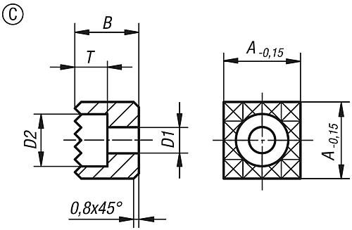 GRIPPER QUADRATISCH, FORM:C WERKZEUGSTAHL, D1=6,6, A=25 Produktbild img2 L