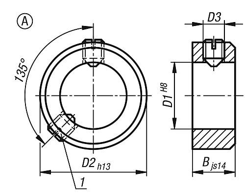 STELLRING DIN705, FORM:A GEWINDESTIFT MIT SCHLITZ 50X80, B=18, STAHL BLANK Produktbild img2 L