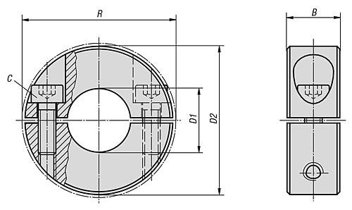 KLEMMRING GETEILT, D1=8, D2=18, B=9, EDELSTAHL 1.4404 Produktbild img2 L