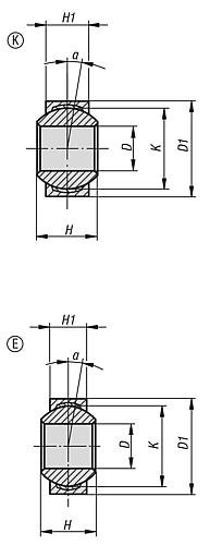 GELENKLAGER MAßREIHE E, D=8-0,008 D1=16-0,008 EDELSTAHL 1.4571, KOMP:PTFE Produktbild img2 L