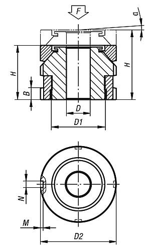 HÖHENVERSTELL-ELEMENT M.KUGEL-AUSGLEICHSSCHEIBE, D=13,5 VERGÜTUNGSSTAHL,  D2=45 Produktbild img2 L