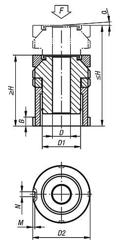 HÖHENVERSTELL-ELEMENT M.KUGEL-AUSGLEICHSSCHEIBE, MIT KONTERMUTTER, D1=M60X2, ... Produktbild img2 L