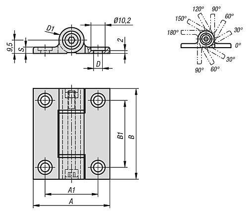 Scharniere aus Aluminium, mit Rastfunktion Produktbild img2 L