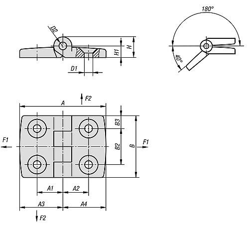 Kipp SCHARNIER 38X30, EDELSTAHL HOCHGLANZPOLIERT, KOMP:EDELSTAHL, A1=11,5, A2=11,5... Produktbild img2 L