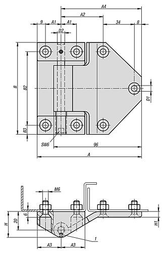 Kipp SCHARNIER ANSCHRAUBBAR, EINSTELLBAR 114X100, EDELSTAHL SEIDENMATT POLIERT, KO... Produktbild img2 L