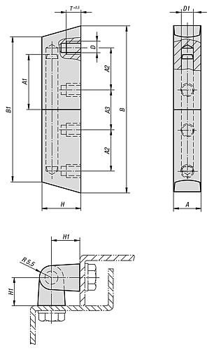 Kipp SCHARNIER ANSCHRAUBBAR D=M06 76X18,5, EDELSTAHL 1.4404 SEIDENMATT POLIERT Produktbild img2 L