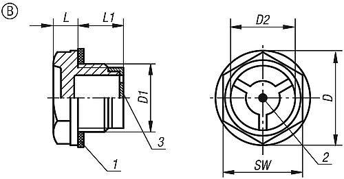 ÖLSCHAUGLAS D1=M16X1,5, D=22, FORM:B MIT REFLEKTOR, THERMOPLAST Produktbild img2 L