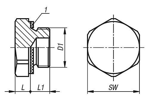 VERSCHLUSSSCHRAUBE OHNE ENTLÜFTUNG, G1, SW=40, FORM:C, ALUMINIUM BLANK Produktbild img2 L