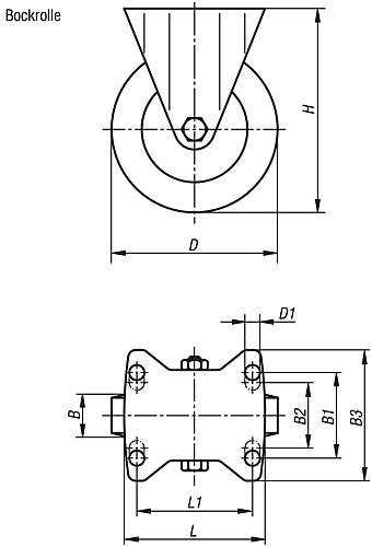 Kipp Stahlblech-Lenk- und Bockrollen Standard-Ausfü... Produktbild img2 L