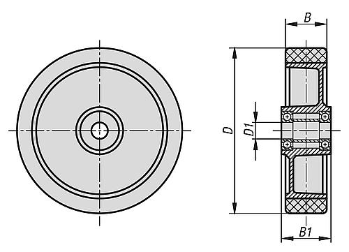 ALUMINIUMRAD OHNE FESTSTELLSYSTEM POLYURETHAN, OHNE GEHÄUSE Produktbild img2 L