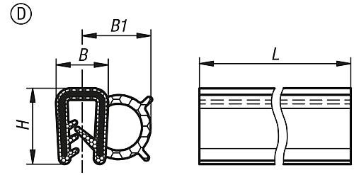 KANTENSCHUTZ-DICHTPROFIL MIT DICHTUNG 20000X9X13, FORM:D, EPDM SCHWARZ, KOMP:... Produktbild img2 L