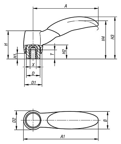 Klemmhebel ECO  mit Innengewinde Produktbild img2 L