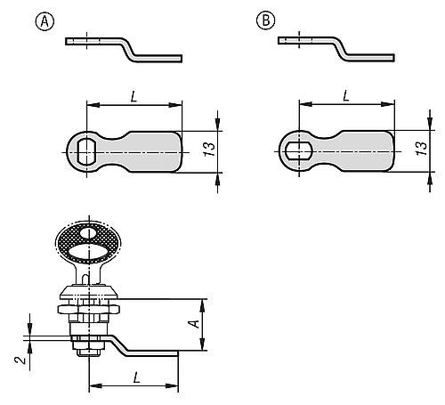 Kipp ZUNGE, FORM:B L=31, A=13, STAHL VERZINKT Produktbild img2 L
