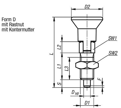 ARRETIERBOLZEN ECO GR.3 D1=M12, D=8, FORM:D M.RASTNUT, M.KONTERMUTTER, EDELST... Produktbild img2 L