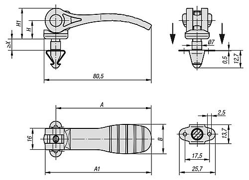 EXZENTERHEBEL MIT SCHNELLVERSCHLUSS, X=1,9-2,3, A=71,5, B=22, POLYAMID SCHWAR... Produktbild img2 L