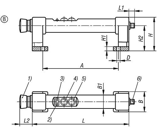 Kipp ROHRGRIFF M.ELEKTR. SCHALTFUNKTION, 2 DRUCKTASTER, FORM:B MIT NOTHALT, L=230,... Produktbild img2 L