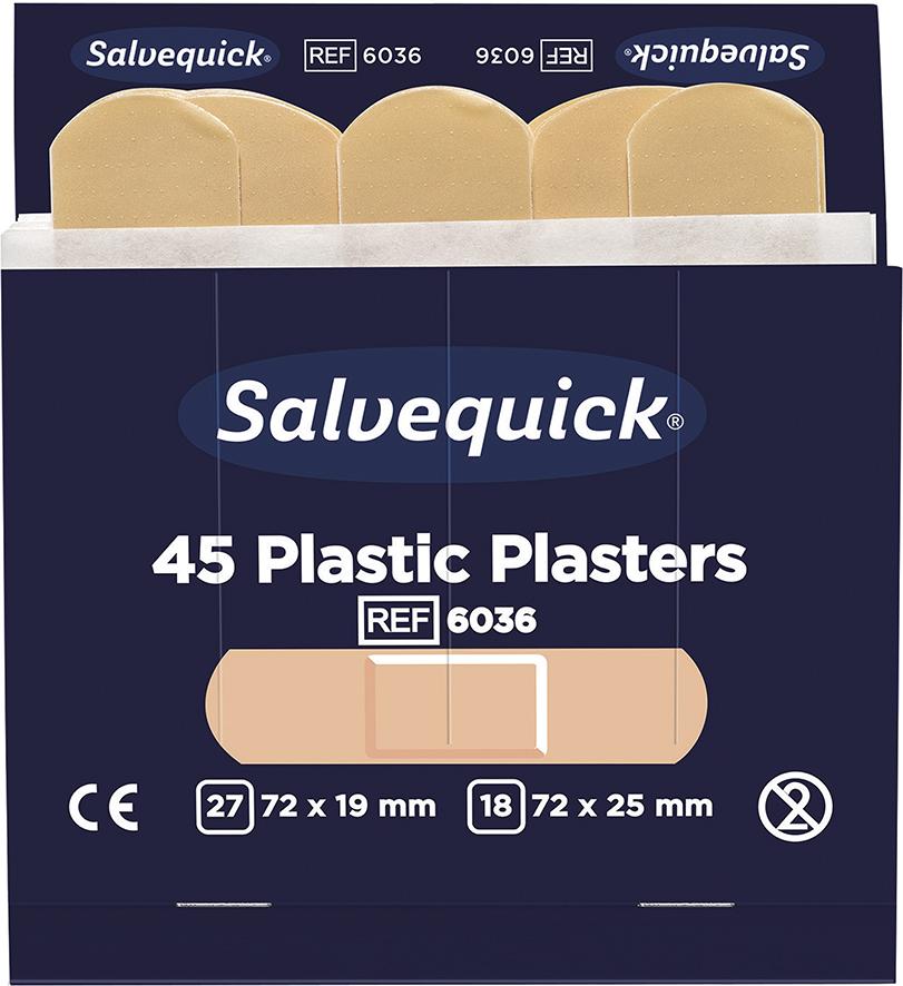 SALVEQUICK Pflasterstrips Salvequick Refill 6036 flüssigkeitsfest 45 Stück Produktbild img2 L