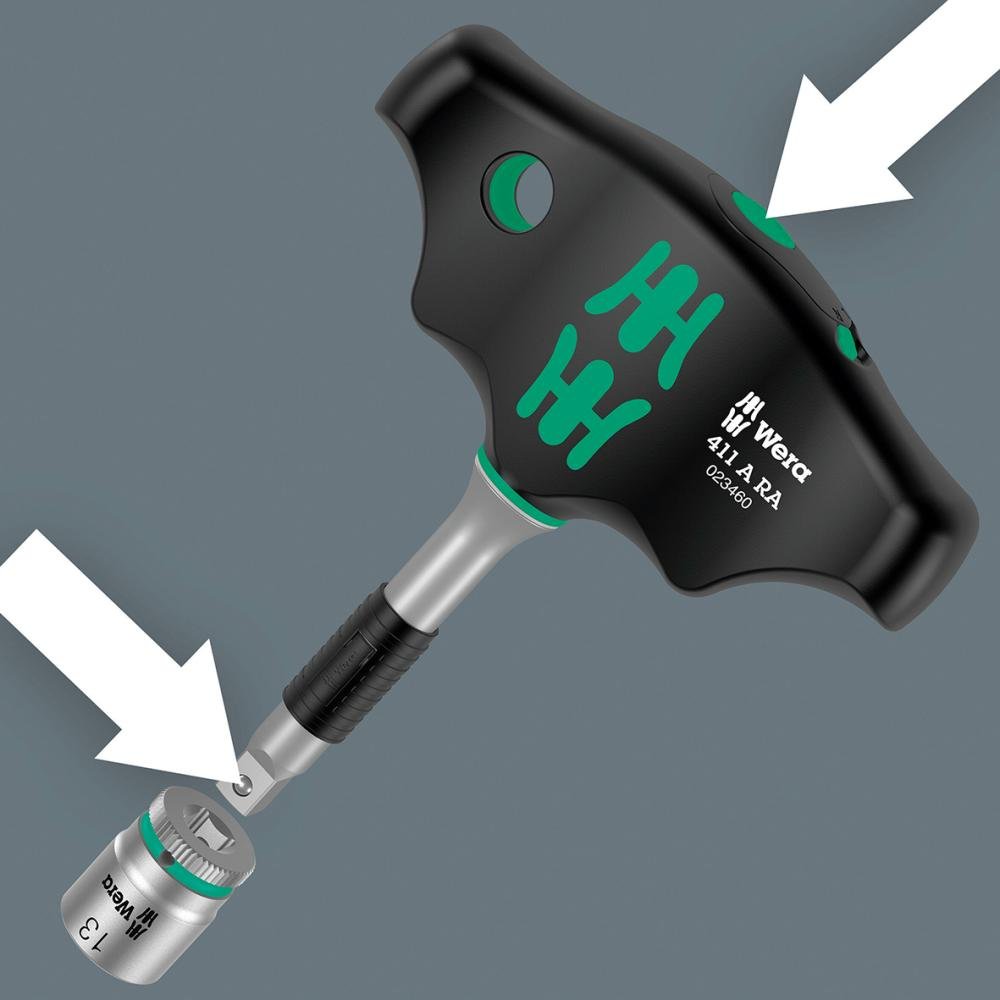 WERA Steckgriff 1/4" T-Griff mit Ratsche Produktbild img6 L