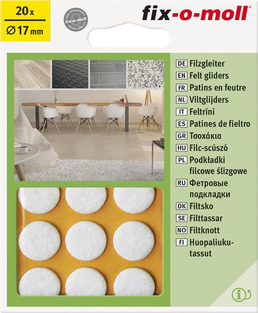 Filzgleiter PREMIUM fix-o-moll®, rund, weiß Produktbild img2 L
