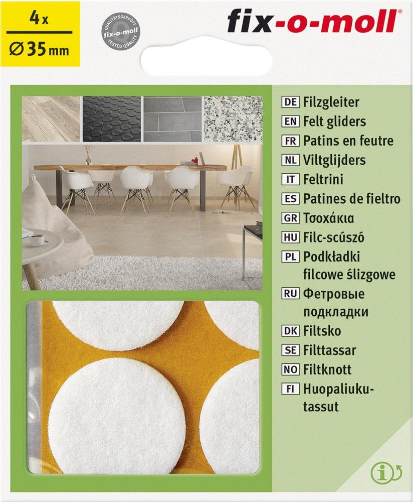 Filzgleiter PREMIUM fix-o-moll®, rund, weiß Produktbild img8 L