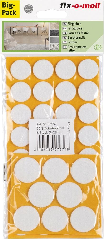 Filzgleiter Set 40-teilig, selbstkl,weiß Inhalt: 40 Produktbild img2 L