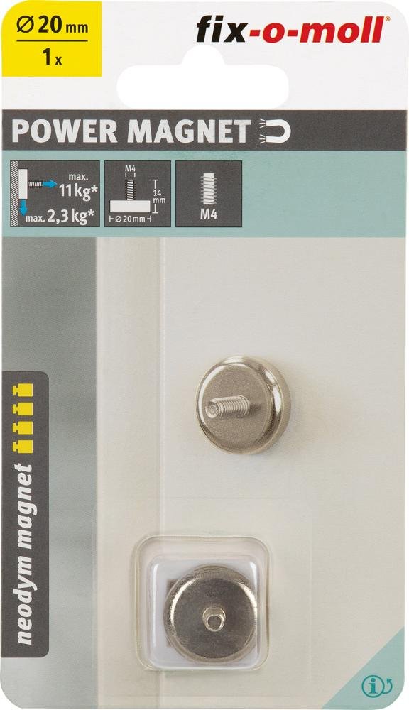 Topfmagnet Neo.Ø20,H14, m.Gewindeb.M4,sil Inhalt: 1 Produktbild img2 L