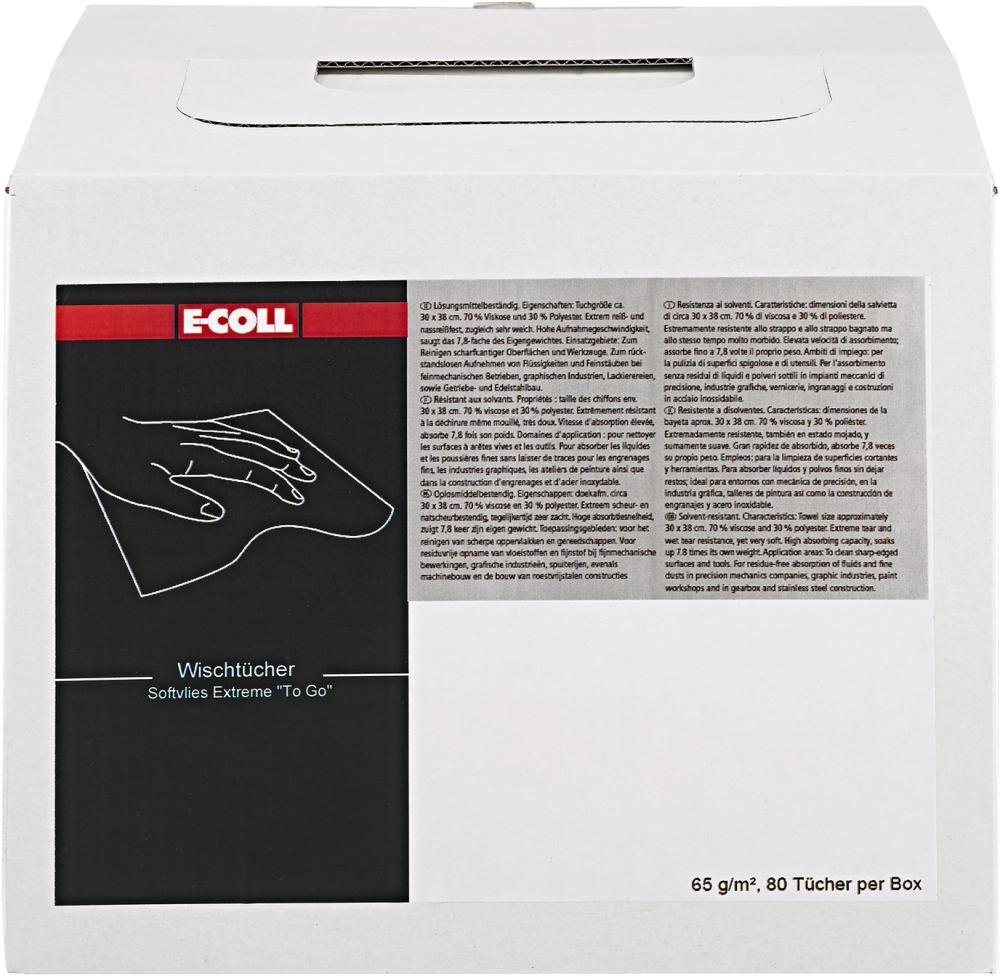 E-COLL Wischtuch Softvlies Extreme 30x38cmSpenderbox "toGo" weiß 80Tücher Produktbild img1 L