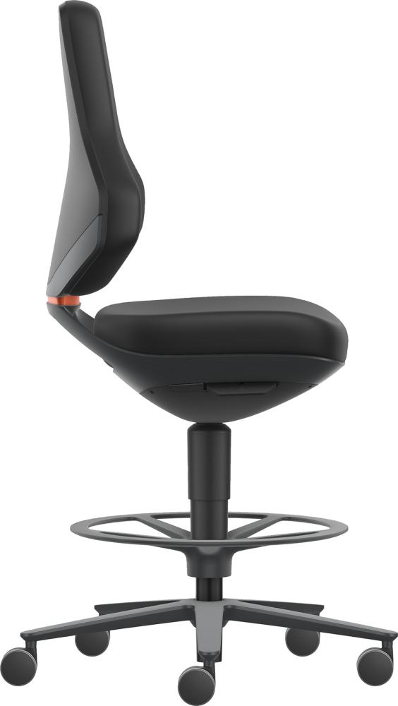BIMOS Arbeitsstuhl Texon 4 mit Sitzstopprollen+Fußring Sitzhöhe 570-850mm Skintec-Polster schwarz Produktbild img1 L