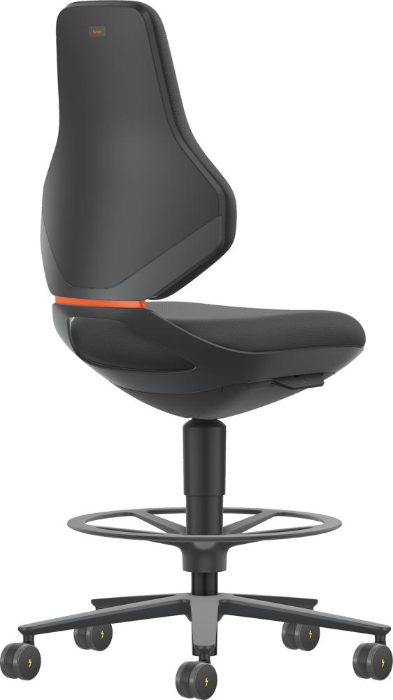 BIMOS Arbeitsstuhl Texon 4 mit Sitzstopprollen+Fußring Sitzhöhe 570-850mm Supertec-Polster schwarz Produktbild img1 L