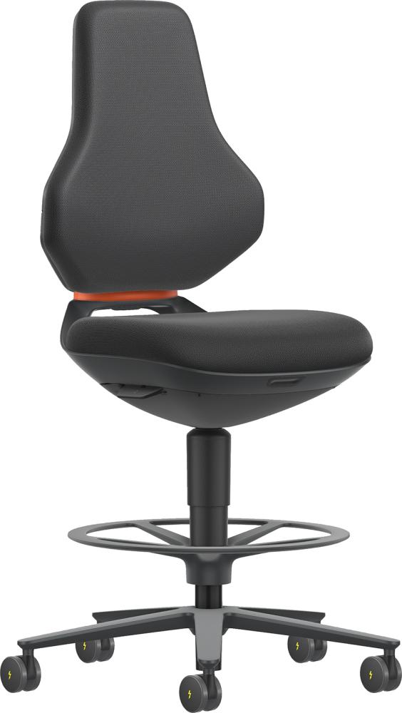BIMOS Arbeitsstuhl Texon 4 mit Sitzstopprollen+Fußring Sitzhöhe 570-850mm Supertec-Polster schwarz Produktbild img2 L