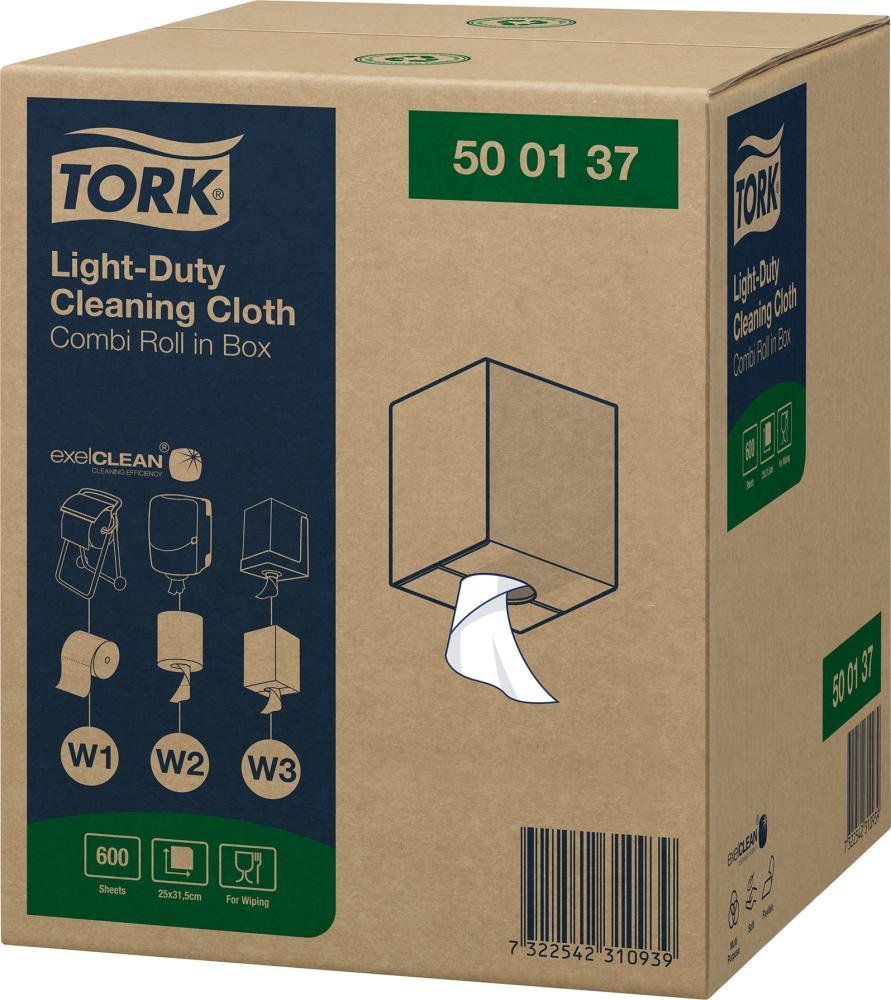 Tork Reinigungstücher Kombirolle W1/W2/W3 150m bzw. 160 Tücher weiß, Vliesstoff Produktbild img3 L