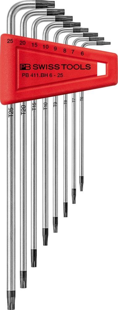 PB SWISS TOOLS WinkelschraubendrehersatzTX mit Bohrung T6-T25 8-teilig im Halter Produktbild img1 L
