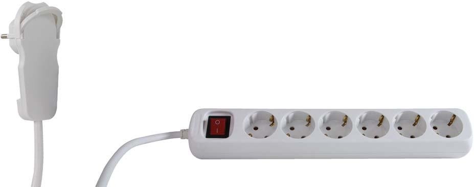Steckdosenleiste Flachst.6-fach m. Schalter, 2m Produktbild img1 L