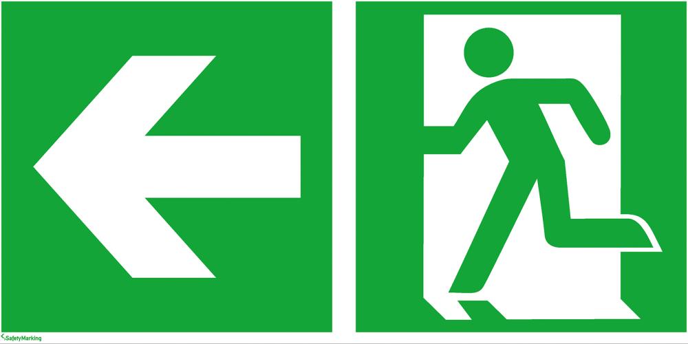 Rettungsschild, Notausgang links mit Richtungspfeil Produktbild img1 L