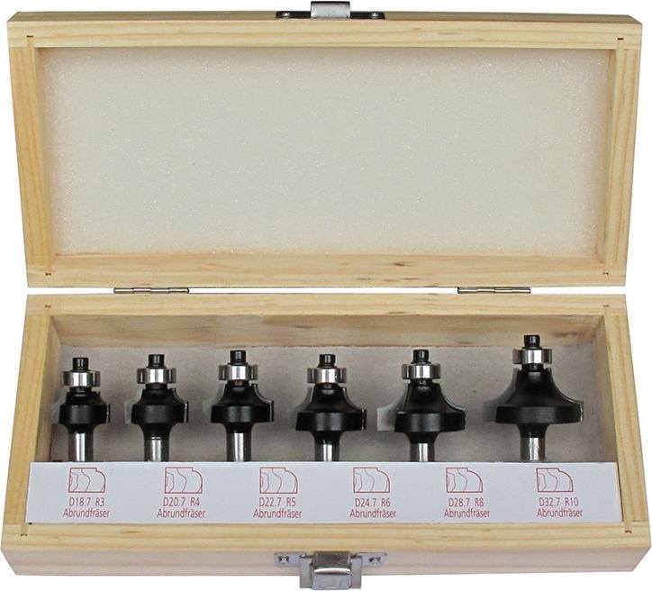 FORTIS HM-Abrundfräsersatz 6-teilig 8mm Schaft im Holzkasten Produktbild img1 L