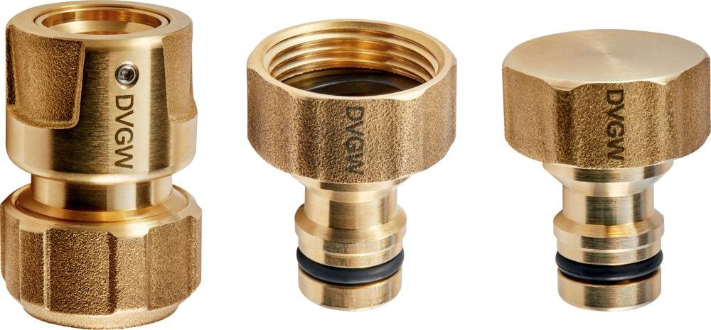 GEKA plus-Basisset, Stecksystem, KTW, Messing,1xG3/4", 2x1/2", 2xVerschlussstecker, Bl Produktbild img1 L