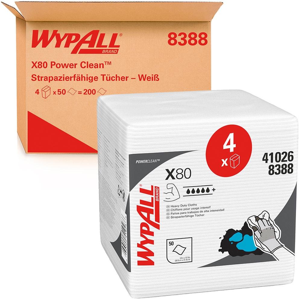 WYPALL X80 Wischtücher 31,5x33 weiß Krt. 4x50Tü. Produktbild img2 L