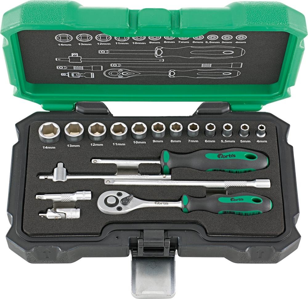 FORTIS Steckschlüsseleinsatz- Garnitur 1/4" 18-teilig Produktbild img1 L