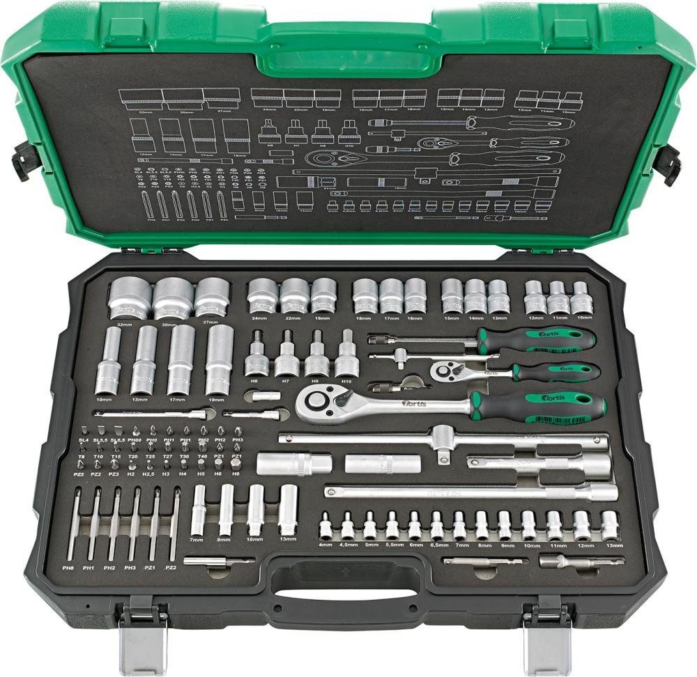 FORTIS Steckschlüssel-Garnitur 1/4"+1/2" 91-teilig Produktbild img1 L