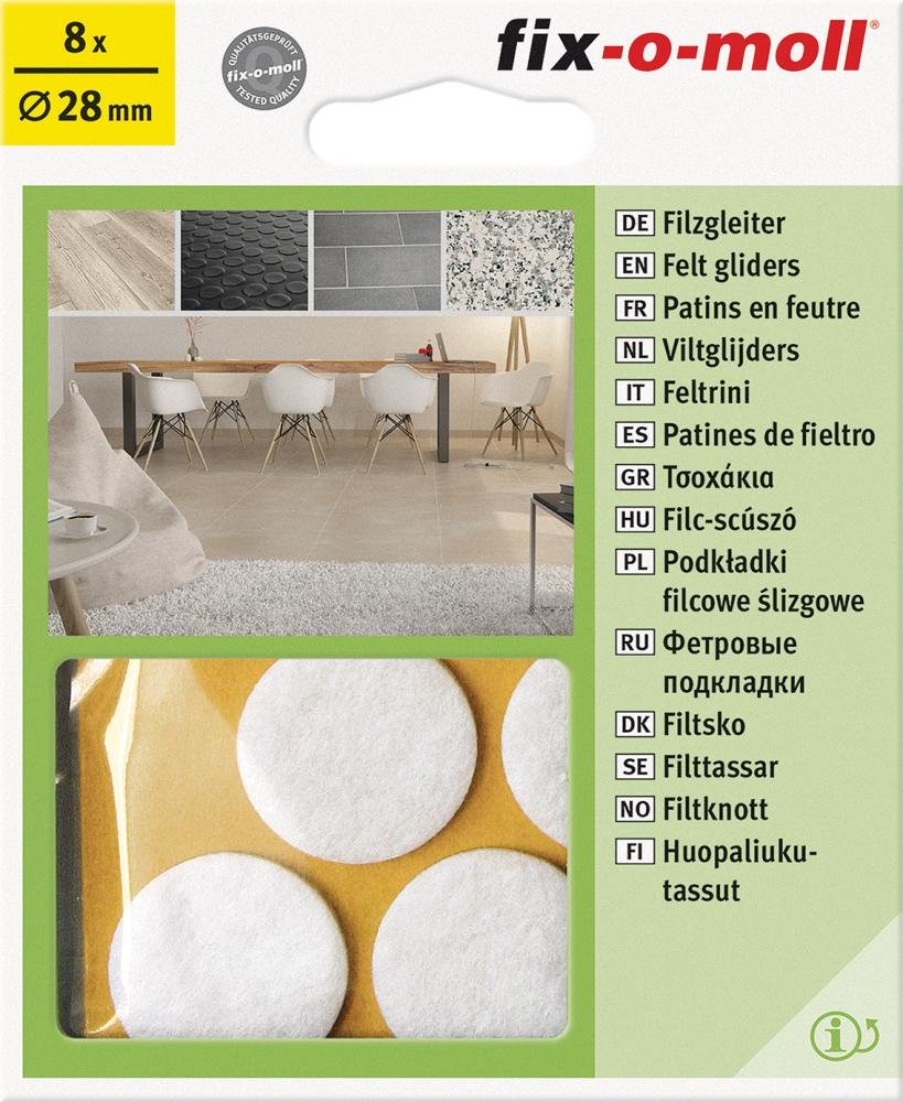 Filzgleiter PREMIUM fix-o-moll®, rund, weiß Produktbild img6 L