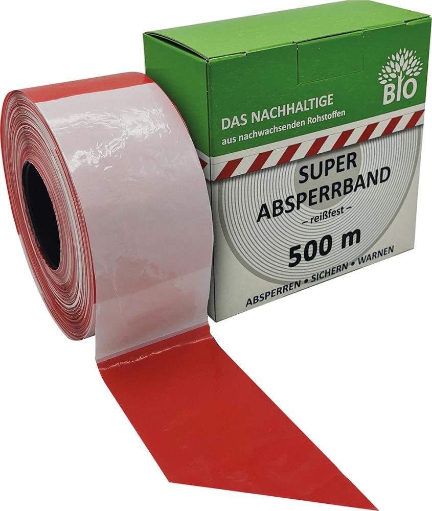 Absperrband 500 m-Rolle rot/weiß geblockt Produktbild img1 L