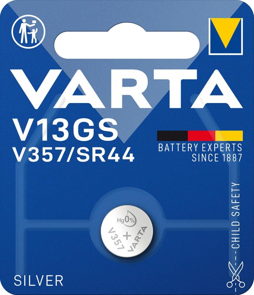 Knopfzelle Electronics Silber V13GS/V357 1,55Volt Blister zu 1 Stück VARTA Produktbild img1 L