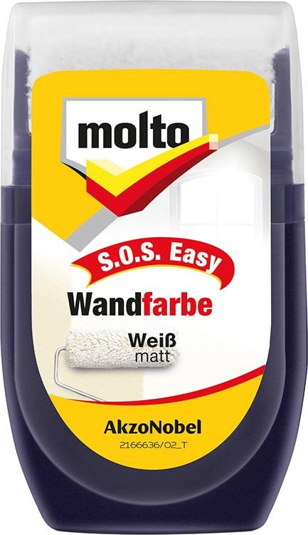 S.O.S. Wandfarbe 30 ml Ausbesserungsfarbe Farbroller weiß molto Produktbild img1 L