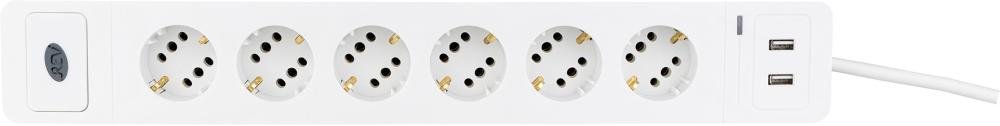 Steckdosenleiste COMBINI 6-fach weiß mit USB und ÜSS Produktbild img1 L